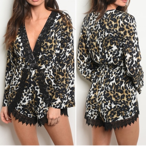 TREND SETTER DIVA BOUTIQUE ITEM Pants - SEXY & FLIRTY LEOPARD PRINT LACE DETAIL ROMPER